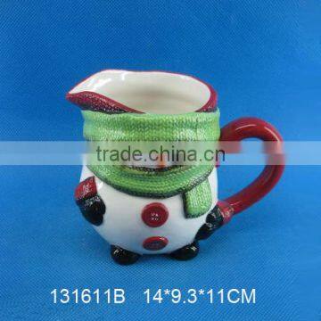 2016 hot sale ceramic milk mug with inchristmas snowman pattern