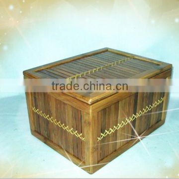 Bamboo chip household storage bin with lid