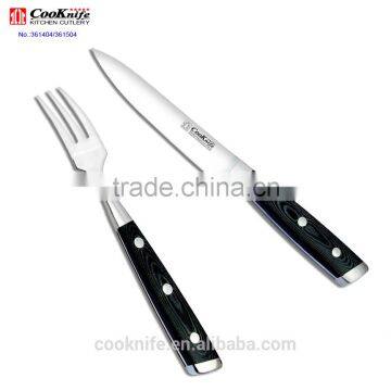 Cooknife MICARTA Handle with end cap Steak Knife and Fork Set