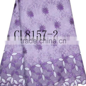 African organza lace with sequins embroidery CL8157-2purple