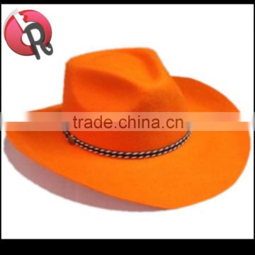 Unisex Gender and Adults Age Group Orange Wool Felt Cowboy Hat