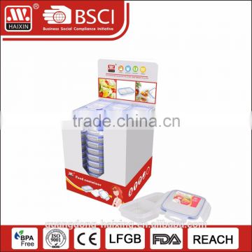 Plastic food container with PDQ/display box