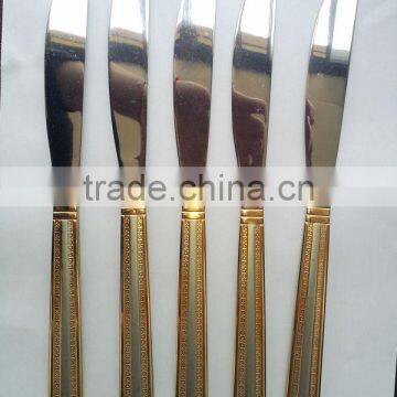 Winolaz stainless steel dinner knife with gold plating handle