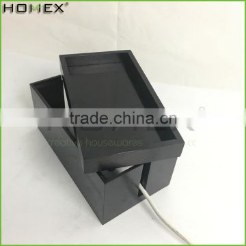 Black Color Bamboo Cable and Power Socket Organizer Box/Homex_FSC/BSCI Factory