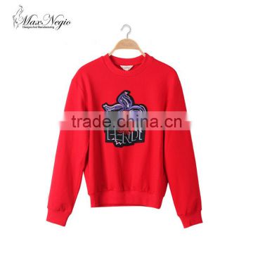 Fashion sweatshirt embroidery coat red for custom sweatshirt