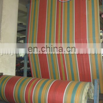 Red/Green/Yellow/White Color Stripe Fabric Tarpaulin for shelter