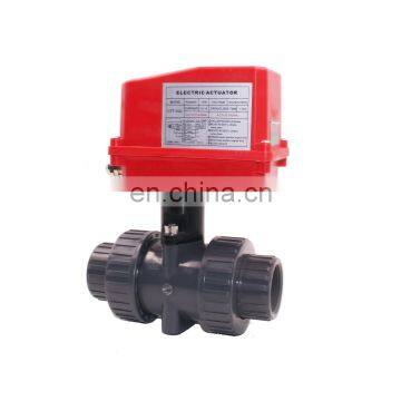 TF DN100 4 inch 12V DC 2 Way Waterproof Double Union UPVC PVC 100mm water Plastic Motorized Ball Valve with electric actuator