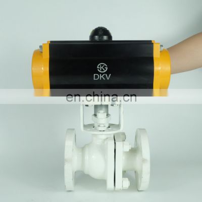 DKV AISI standard 150LBS Fluorine-lined material WCB pneumatic flange ball valve
