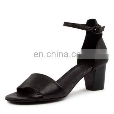 2021 Black Ankle Strap Sandal Open Toe Block Heels sandals for women and ladies