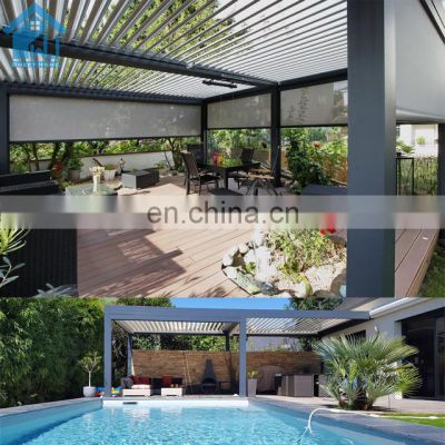 Aluminum Garden Outdoor Bioclimatic Pergola louvred Roof With Screens And Lights aluminum louver pergola