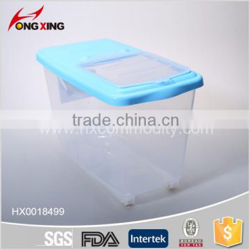 Transparent 15L Plastic Rice Storage Container with Wheel