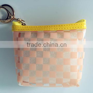 New customed 2016 hot selling cute girl colorful more pattern zipper coin pouch with key chain coin purse