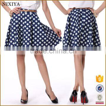 New designed Dot Print Blue Lady Skirt 2016 Sexy Mini Skirt Made in China