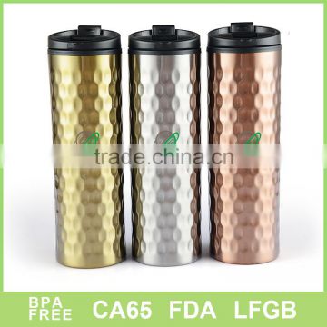 double wall stainless steel water mug with plastic inner and lid