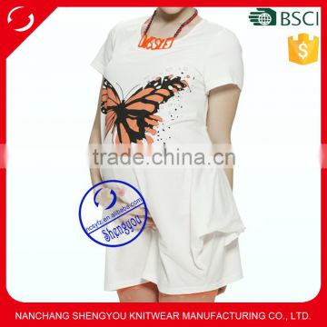 Custom combed cotton jersey printed short sleeve white maternity t shirt