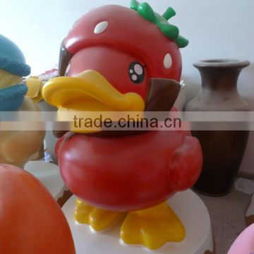 Fiberglass Mascot Duck Sculpture FRP Strawberry Duck