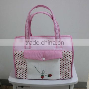 Diaper bag mama bag nappy stacker bag cotton polyester embroidery handmade china nappy bag
