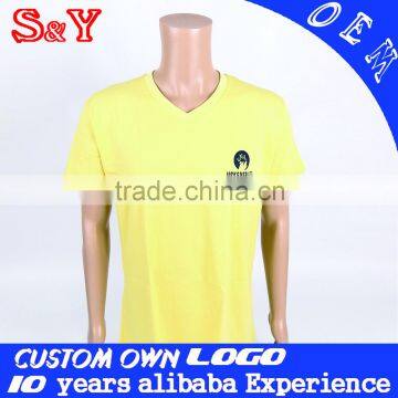 200 gram yellow v neck tshirt printing