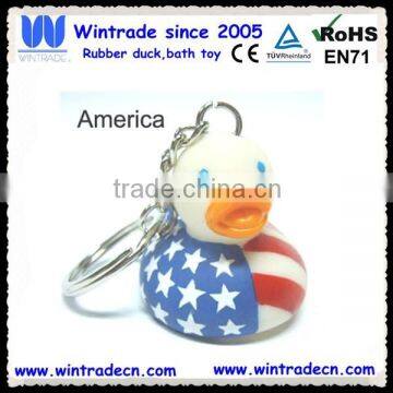 American flag rubber duck keyring