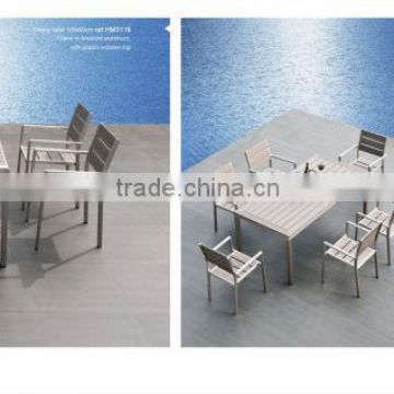 2015 Patio SGS aluminum WPC 6 person dining furniture Outdoor Summer Furniture