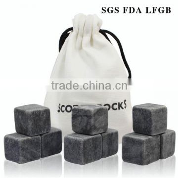 Sipping Stones, Whisky Chilling Rocks in Gift Box with Carrying Pouch, Set of 9 whiskey stones