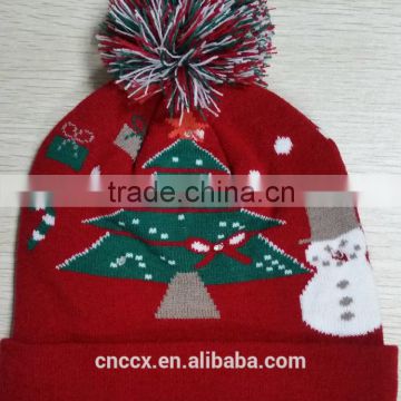16ZQ603 Christmas Tree knit LED christmas beanie