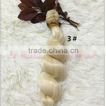 Cheap Heat Resistant Synthetic Blonde Kinky Curly Hair Weft for DIY Doll Hair Wig