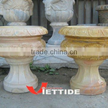 hand carved marble flowerpots