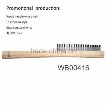 Steel wire brush with wood handle
