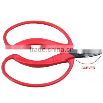 (GD-11898) 5-3/5" Curved orange scissors for men