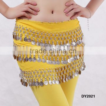 Plus size chiffon 3 layers of coins belly dance hip scarf belly dance hip belt