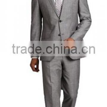 Grey Crosshatch Wool-Linen Blend Two Button Suit(SHT1153)