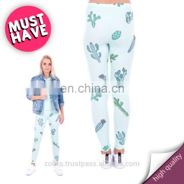 Sit on cactus printed sale stretch fashion fit girl pants running ladies polyester fitness leggings for women