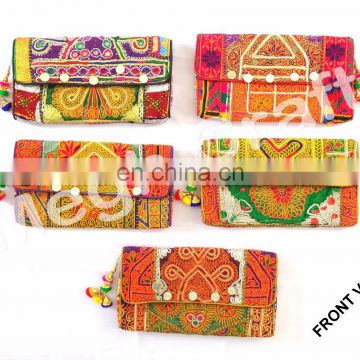 Wholesale Tribal Vintage Patchwork Cotton Handmade Banjara Clutch - Kutch Thread Work Clutch -Indian Boho Hippie Style Clutch