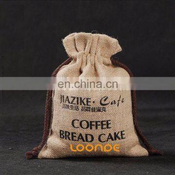 wholesale drawstring jute burlap gift bags with printed logo