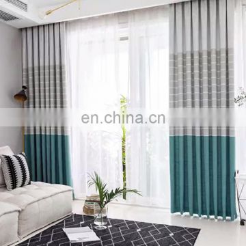 Wholesale Good Quality Simple Style Cotton Linen Fabric Decorative Striped Home Hotel Bedroom Ready Made Blackout Shade Curtain