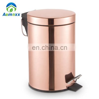 Promotional 3L 5L 12L Home Trash can Kitchen Household Metal Dustbin Stainless Steel Foot Pedal Trash bin