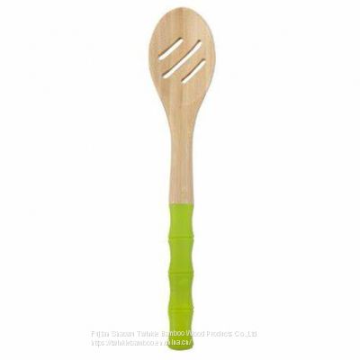 12.4inch Bamboo cooking tools,bamboo cooking spoon with handle