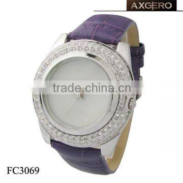 Purple color crystal quartz ladies international brand watch