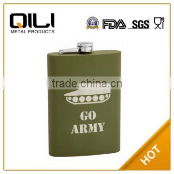 FDA 12oz Olive Drab (Army Green) Flask with Thick Rubber Coating