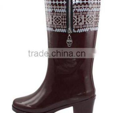 Fancy High heel rubber boots with zipper