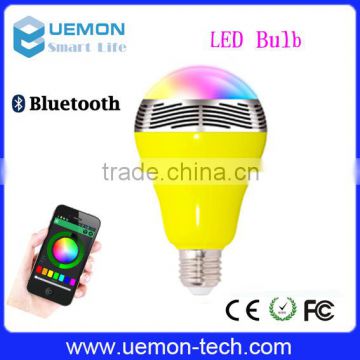 E27 Wifi dimmable colorful led bulb bluetooth speaker type with remote control
