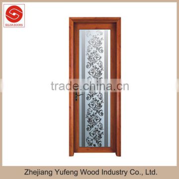 solid wooden Interior classic mdf veneer glass door