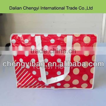 Durable red dot resuable pvc tote bag