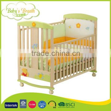 WBC-46 Wholesale Eco-friendly Wooden Folding Baby Bed Cot and Cribs