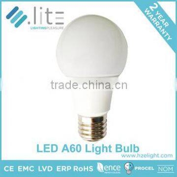 Hangzhou OEM Factory LED Bulb A60 A19 Classic Shape 9w Dimmable 720lm Plastic Coated Aluminum E27 E26 B22 Base CE RoHS