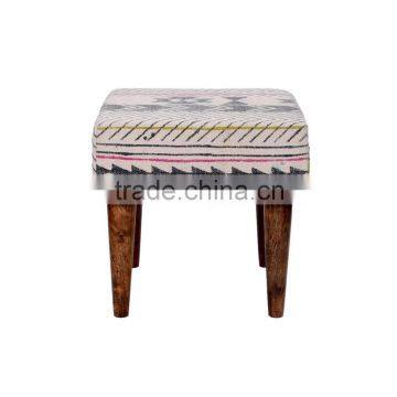 Natural Furnish Wooden Upholstery Footstool