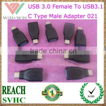 Black Female USB 3.0 To 3.1 USB-C male Adapter 021