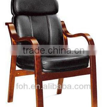 Modern design solid wood and black leather office chair with headrest(FOHF-57#)