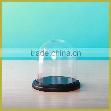 decorative glass dome for cake with black MDF base